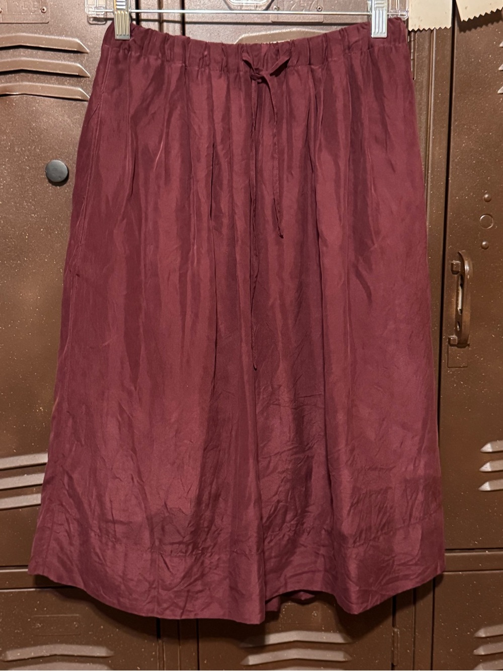 Madewell 100% silk Drawstring Midi Skirt in Wine